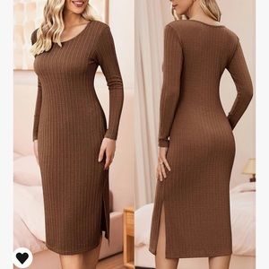 Long Sleeve Brown Dress